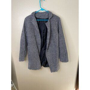 Houndstooth Pattern Womens Blazer Coat Lightweight Open Front Polyester